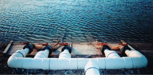 Seawater is passed through 165-micron filter bags before use.