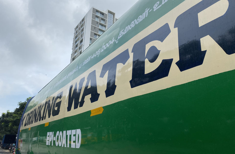 Hundreds of millions of liters of drinking water are trucked into Chennai every day