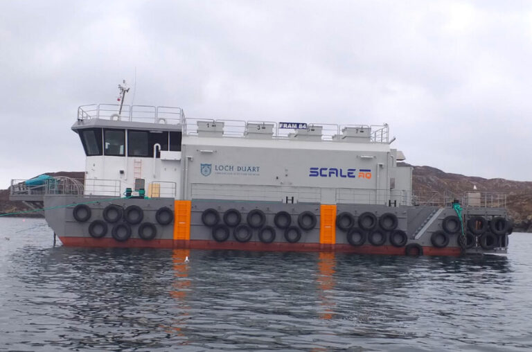 Article image for Scottish salmon farmer introduces hybrid feed storage barge to reduce carbon footprint