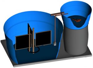 Fig. 1: Schematic drawing of the experimental units used in an integrated, biofloc culture of <em>L. vannamei</em> and <em>O. niloticus</em> for 62 days.